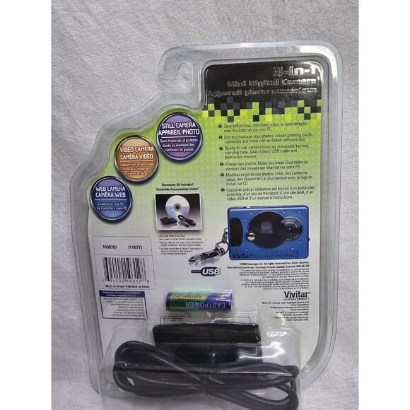 Vivitar: 3 In 1 - Mini Digital Camera - Brand New - Photo, Video, Web Cam-Silver - Picture 4 of 6